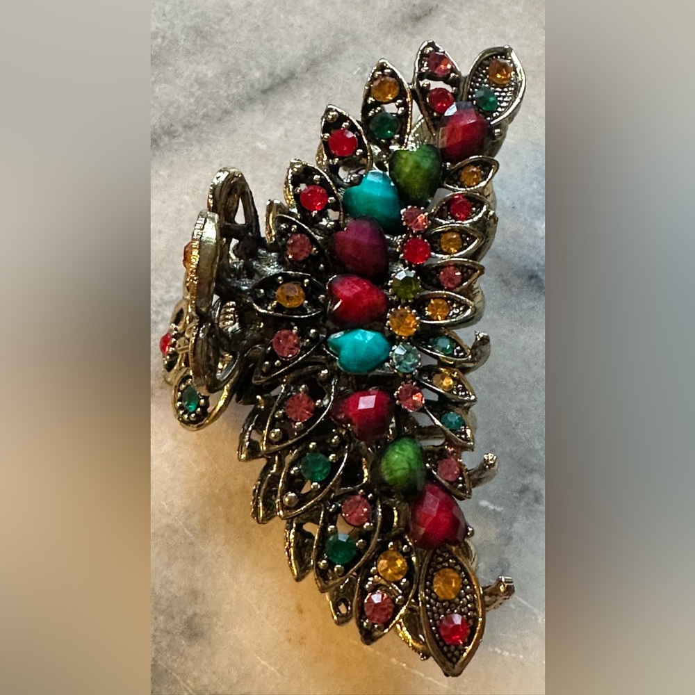 INZOPO Colorful Multicolor Vintage Large Metal Gemstone Hair Jaw Barrette. - Picture 4 of 7